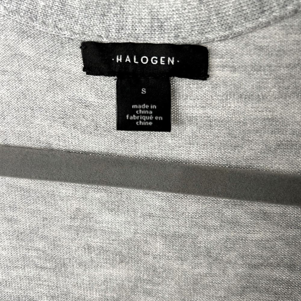 Halogen Heather Grey Front Open Cashmere Blend Cardigan with Pockets - Small - Picture 4 of 8